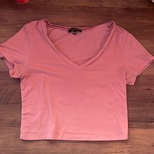 Dusty Pink V-Neck Crop Top
